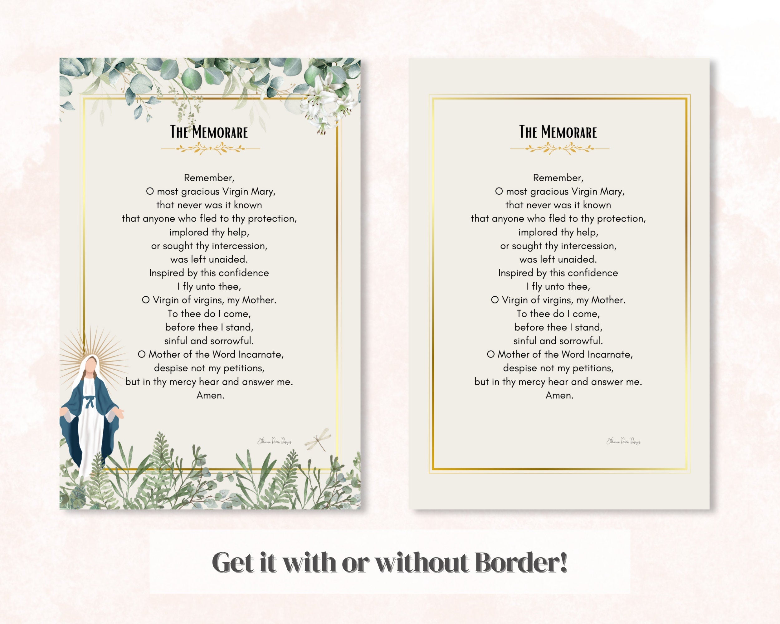 The Memorare Catholic Prayer Poster