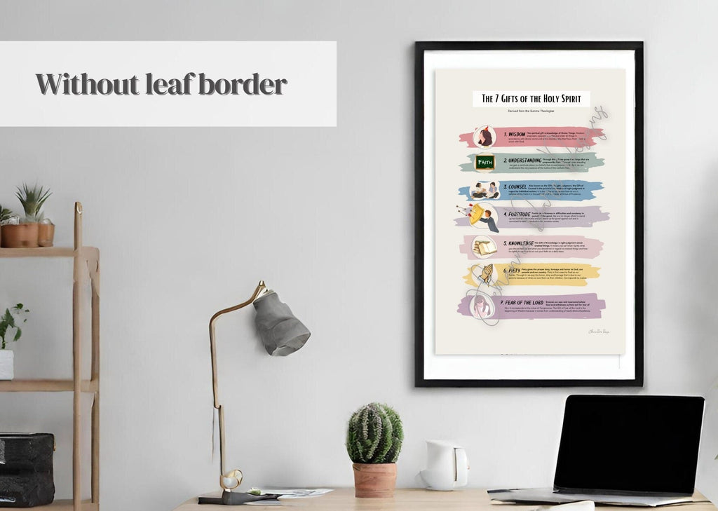 No Border Gifts of the Holy Spirit Poster, wisdom, understanding, councel, knowledge, fortitude, piety, fear of the lord