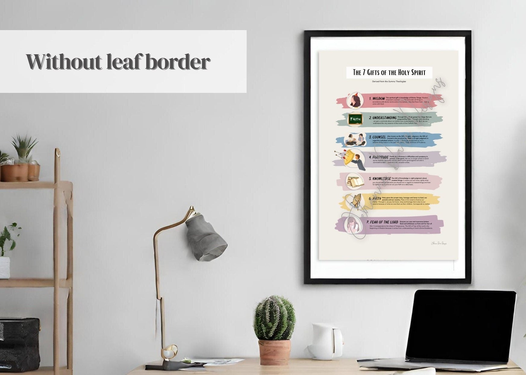 No Border Gifts of the Holy Spirit Poster, wisdom, understanding, councel, knowledge, fortitude, piety, fear of the lord