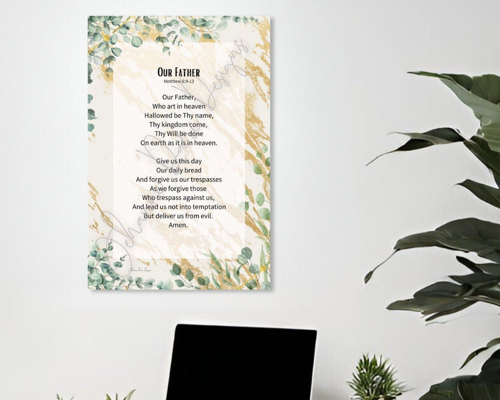our father poster with border on wall to display what it looks like