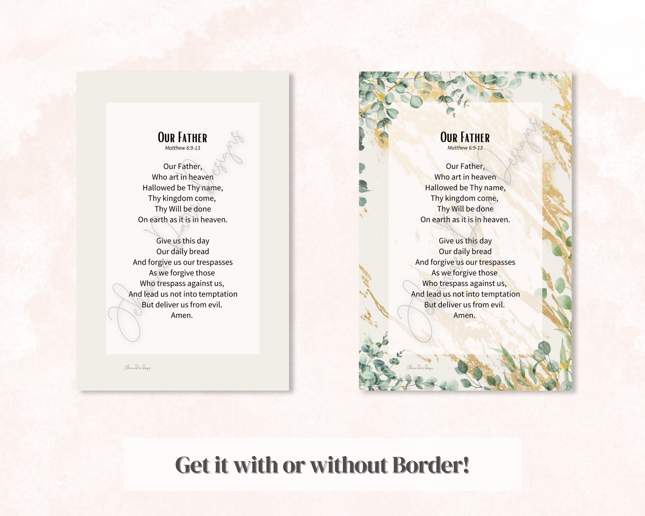 shows difference between the leaf border and no border