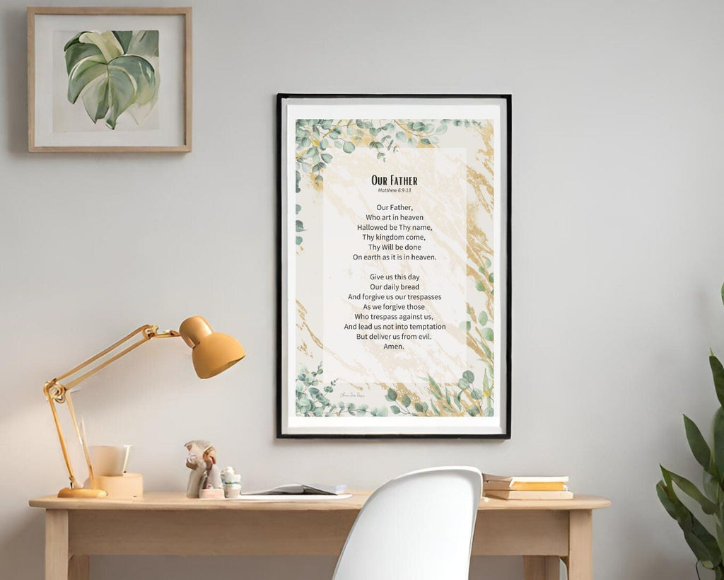 Our father poster on grey wall